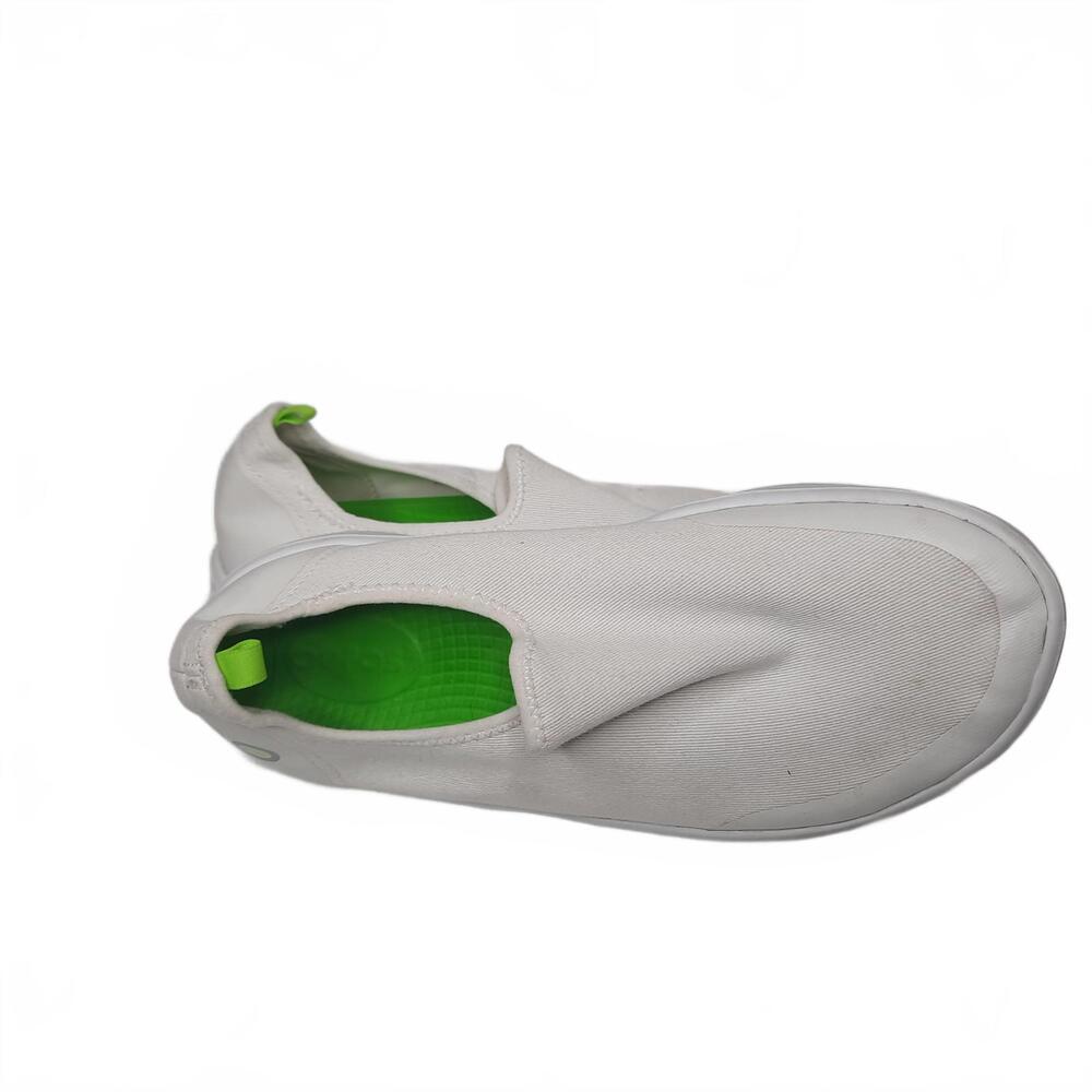 Oofos Women's White and Lime Green Slip-On Shoes Size 8.5 - Picture 2 of 6
